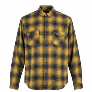 Molokai Surf Co Button Down Shirt Mens XXL Yellow Black Plaid Flannel Pockets